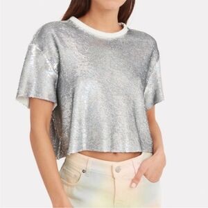 IRO Natesa Silver Sequin Crop Top